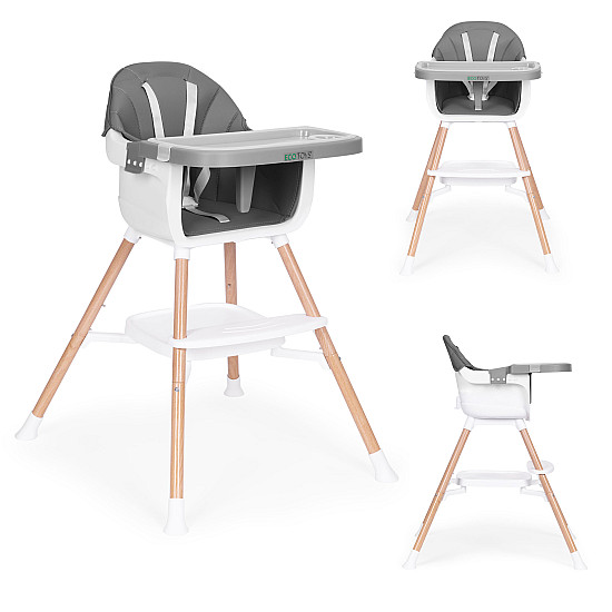 Vaikų maitinimo kėdutė 2-in-1 pilka ECOTOYS