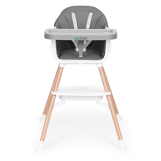 Vaikų maitinimo kėdutė 2-in-1 pilka ECOTOYS