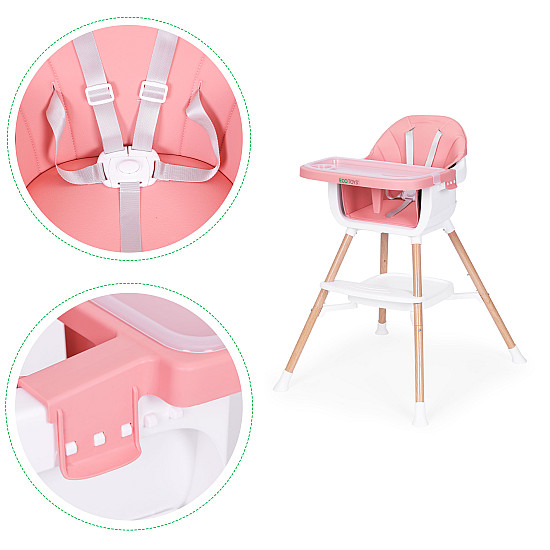 Laste söögitool „2-in-1“, roosa, „ECOTOYS“