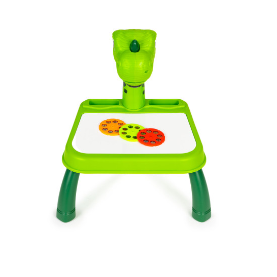 Žalias dinozaurų piešimo lentos projektorius, 12 žymeklių, 24 šablonai Lavinamieji MULTISTORE