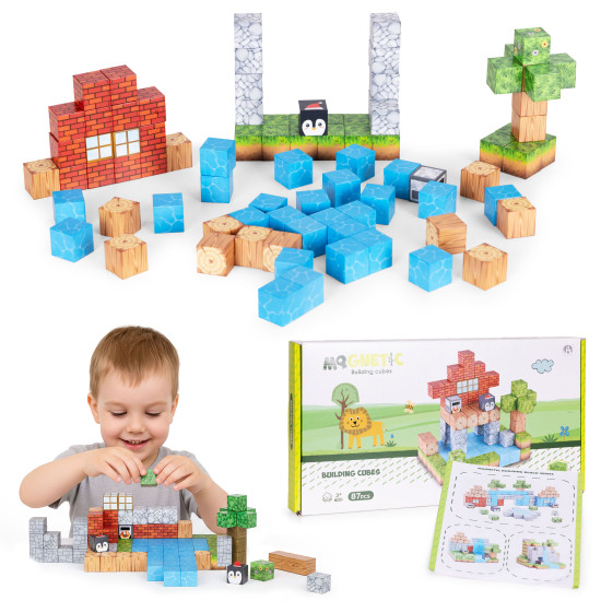 Magnetinių statybinių kaladėlių rinkinys 87 vnt. Konstruktoriai MULTISTORE