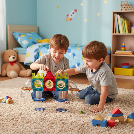 Magnetic 3D Construction Blocks Marble Run 113 Pieces Konstruktoriai MULTISTORE