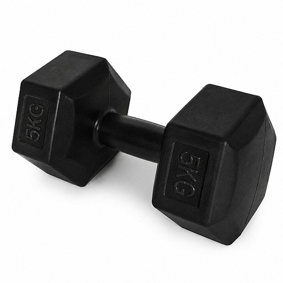 Šešiakampių juodų hantelių rinkinys 2x5 kg MOVEPRO