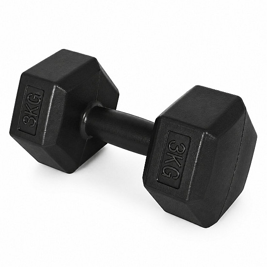 Šešiakampiių juodų hantelių rinkinys 2x3 kg MOVEPRO
