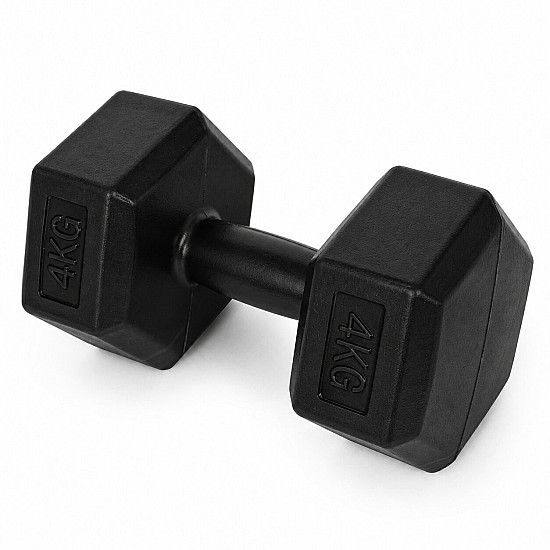 Šešiakampiių juodų hantelių rinkinys 2x4 kg MOVEPRO