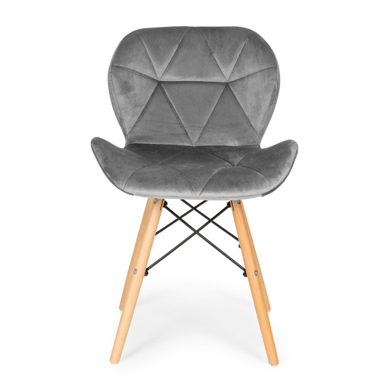 Valgomojo ir svetainės pilkos spalvos 4 vnt. aksominių kėdžių komplektas Foteliai ir kėdės ModernHome