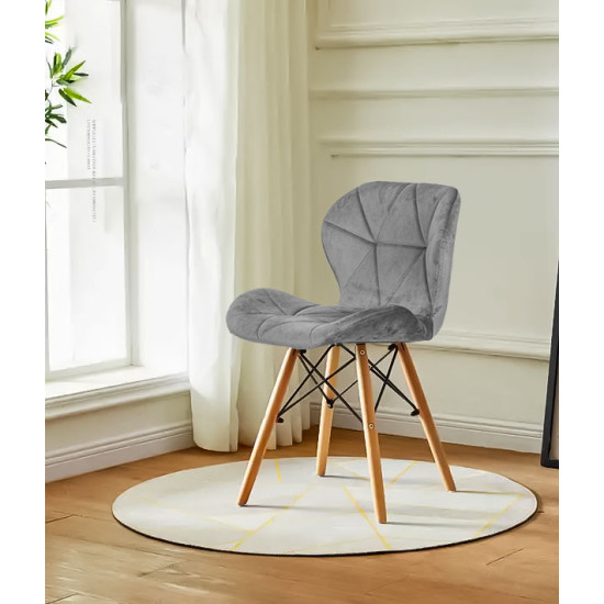 Valgomojo ir svetainės pilkos spalvos 4 vnt. aksominių kėdžių komplektas Foteliai ir kėdės ModernHome