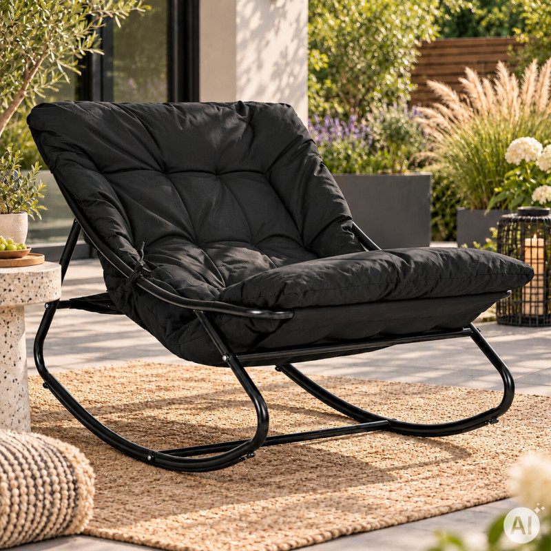 Black garden armchair with cushion by MultiGarden
