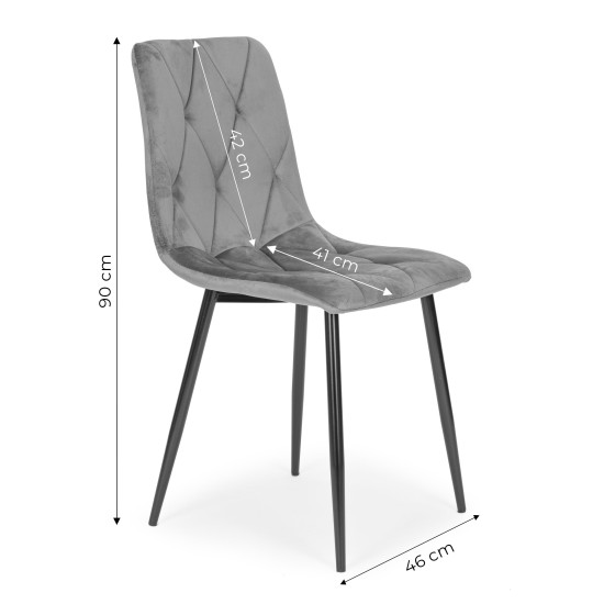 Valgomojo ir svetainės pilkų 4 kėdžių komplektas Foteliai ir kėdės ModernHome