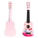 Wooden Guitar for Kids with Metal Strings and Pick – Pink Muzikos instrumentai ECOTOYS