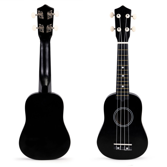 Juoda medinė ukulelė vaikams Muzikos instrumentai ECOTOYS