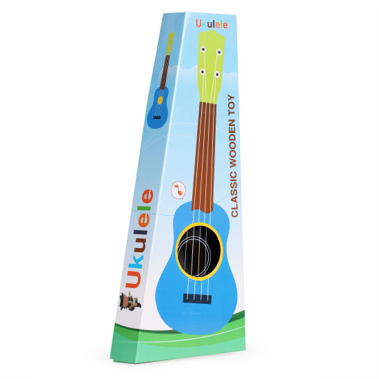 Juoda medinė ukulelė vaikams Muzikos instrumentai ECOTOYS