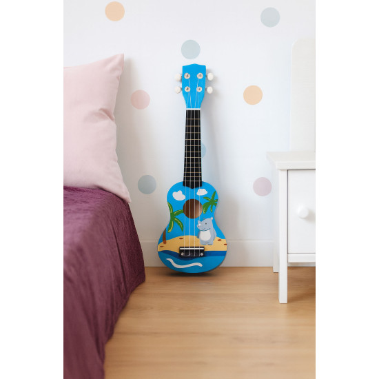 Vaikiška medinė mėlyna ukulėlė Muzikos instrumentai ECOTOYS