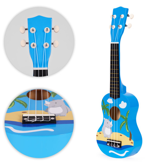 Vaikiška medinė mėlyna ukulėlė Muzikos instrumentai ECOTOYS