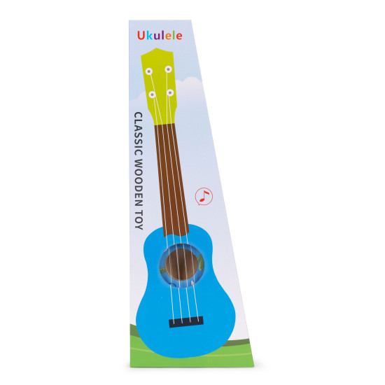 Vaikiška medinė mėlyna ukulėlė Muzikos instrumentai ECOTOYS