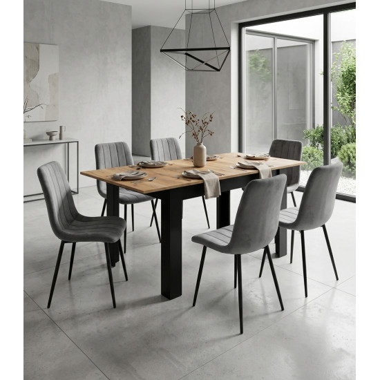 Stačiakampis išskleidžiamas stalas120–160 × 80 cm, iš natūralaus ąžuolo