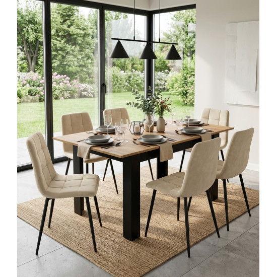 Stačiakampis išskleidžiamas stalas120–160 × 80 cm, iš natūralaus ąžuolo
