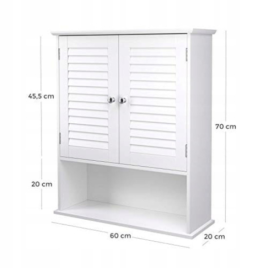Sieninė vonios balta spintelė
