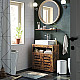 Brown bathroom cabinet under the sink with adjustable shelves