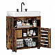 Brown bathroom cabinet under the sink with adjustable shelves