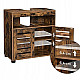 Brown bathroom cabinet under the sink with adjustable shelves