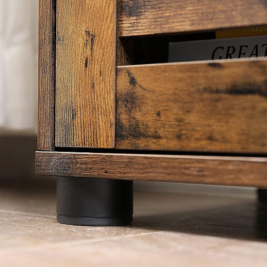 Brown bathroom cabinet under the sink with adjustable shelves