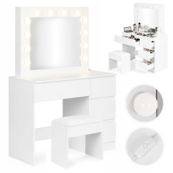 Peegli ja LED-valgustusega garderoobilaud + stool ModernHome