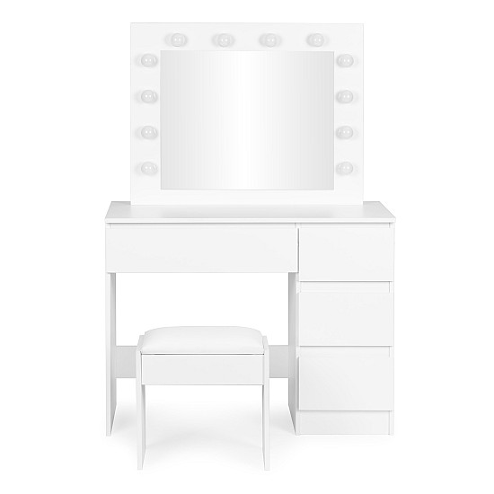 Tualetinis staliukas su veidrodžiu ir LED apšvietimu + taburetė ModernHome