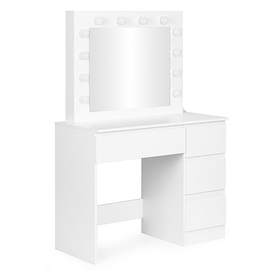 Tualetinis staliukas su veidrodžiu ir LED apšvietimu + taburetė ModernHome