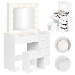 Peegli ja LED-valgustusega garderoobilaud + stool ModernHome