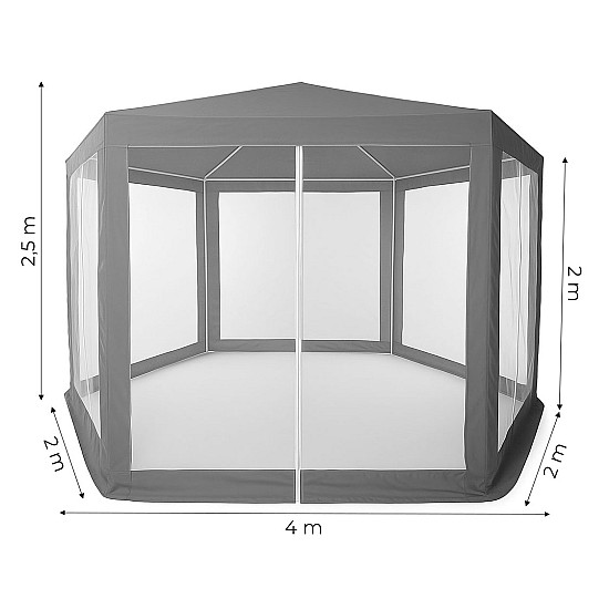 Pilka sodo palapinė 2x2x2 m su tinkleliu nuo uodų MultiGarden