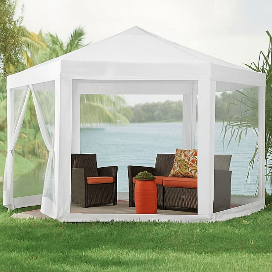 Balta sodo palapinė 2x2x2 m su tinkleliu nuo uodų MultiGarden