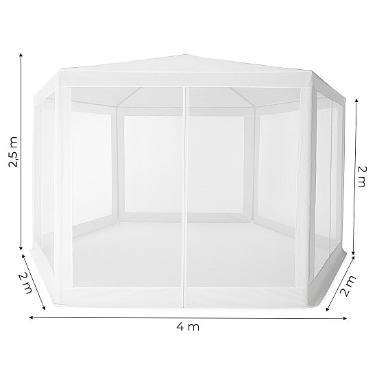 Balta sodo palapinė 2x2x2 m su tinkleliu nuo uodų MultiGarden