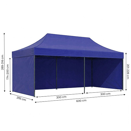 Automatically assembled garden gazebo 3×6 m blue MultiGarden