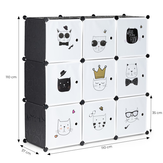 Children's storage cabinet with 9 shelves Vaikų baldai ModernHome