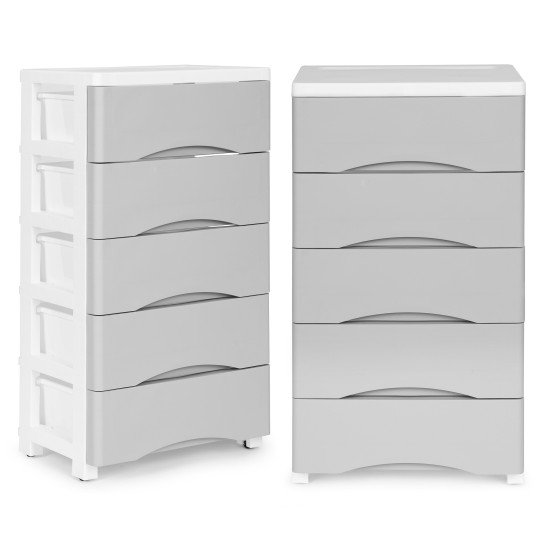 5 lentynų pilka komoda Vaikų baldai ModernHome