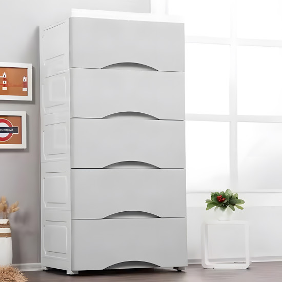 5 lentynų pilka komoda Vaikų baldai ModernHome