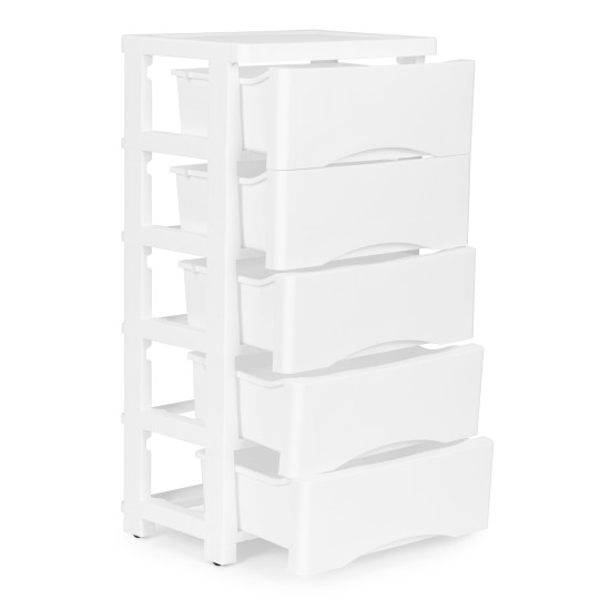 5 lentynų balta komoda Vaikų baldai ModernHome