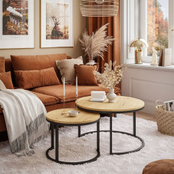 Zestaw 2 okrągłych stolików kawowych w stylu „Loft”, „ModernHome”