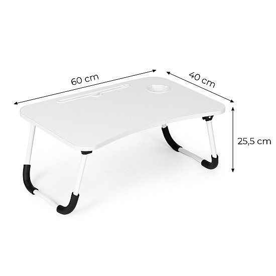 Sulankstomas baltas nešiojamojo kompiuterio stovas-stalelis 60 x 40 cm  ModernHome