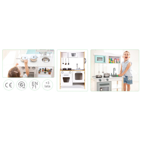 Medinė žaislinė virtuvėlė vaikams su priedais Vaikams ECOTOYS