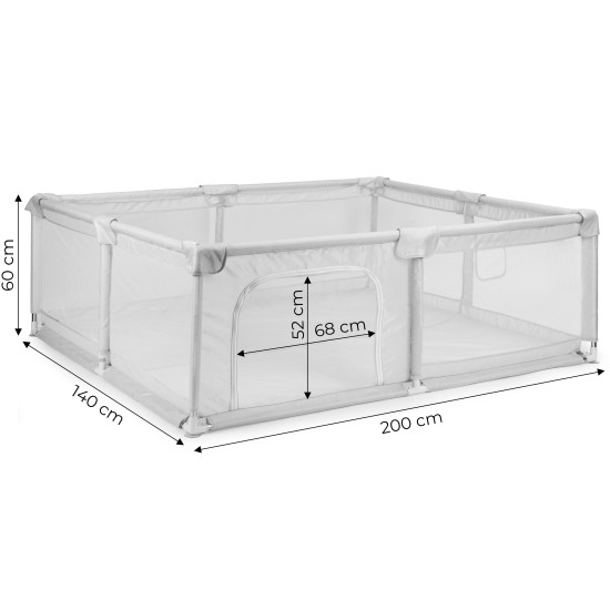Pilkas kūdikių žaidimų aptvaras su kamuoliukais 140x200 cm Apsauginiai barjerai ECOTOYS