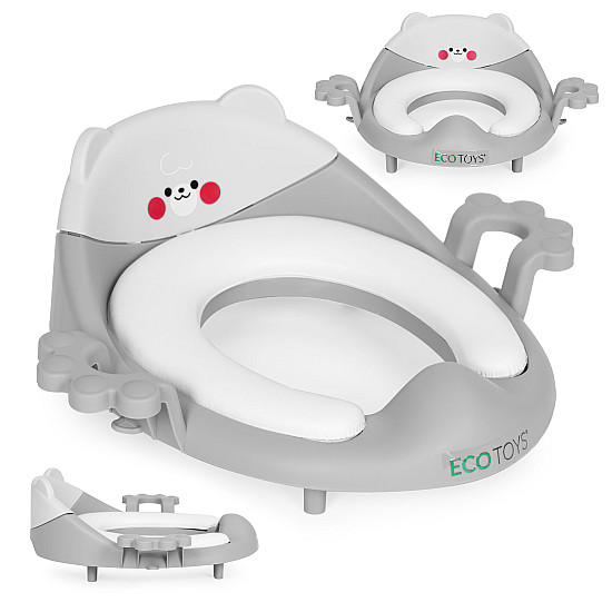 Vaikų tualeto sėdynė su rankenėlėmis pilkos spalvos ECOTOYS
