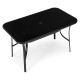 Garden table 140x80 cm tempered glass parasol hole, black, MultiGarden