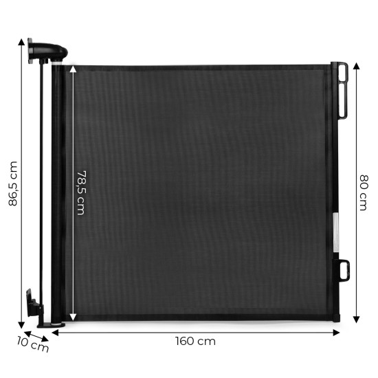 Juoda apsauginė užtvara 160 cm, skirtos laiptams ir durims Apsauginiai barjerai ECOTOYS
