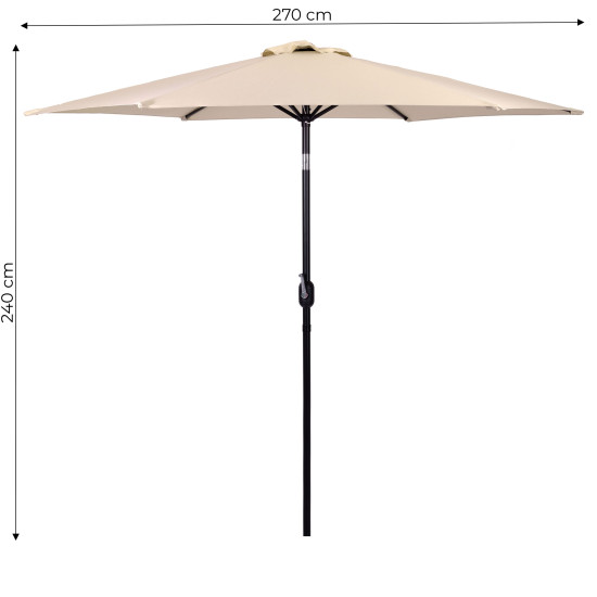 Didelis smėlio spalvos skėtis su rankena 270 cm