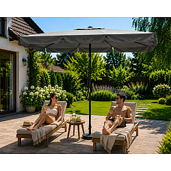 Didelis pilkas stačiakampis sodo skėtis 200 x 130 cm Multigarden