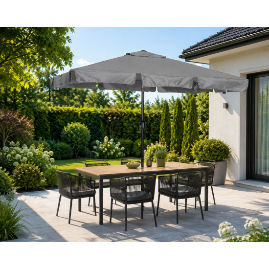 Didelis pilkas stačiakampis sodo skėtis 200 x 130 cm Multigarden