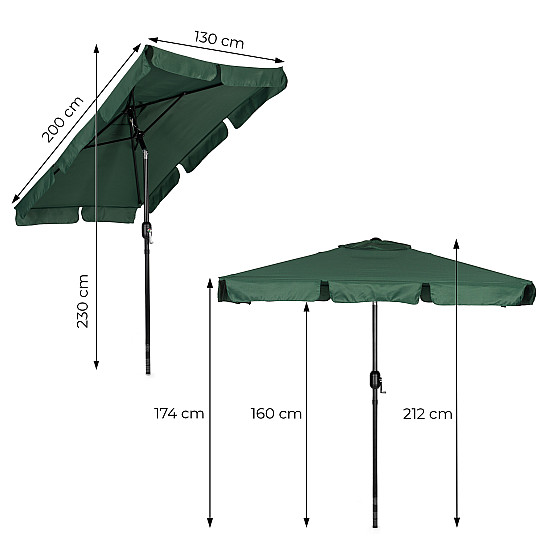 Didelis žalias stačiakampis sodo skėtis 200 x 130 cm Multigarden