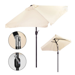 Duży parasol w kolorze piaskowym o wymiarach 200 x 140 cm